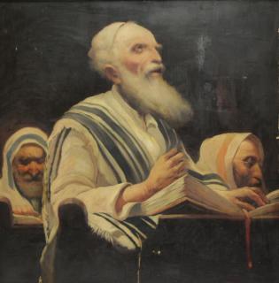 Appraisal: SEEBERGER S Oil on Board Rabbis at Prayer Signed lower