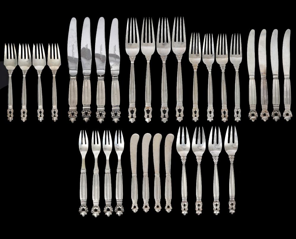 Appraisal: GEORG JENSEN PCS ACORN SILVER FLATWAREGeorg Jensen silver flatware in