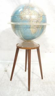 Appraisal: Modernist Globe on Wood stand with Acrylic frame Tapered Legs