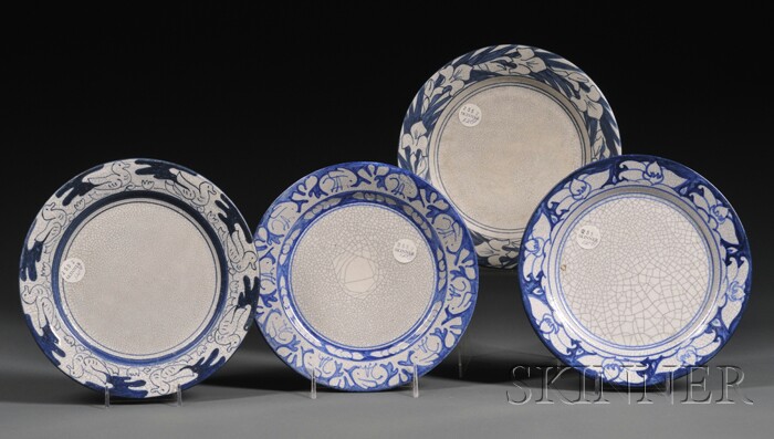 Appraisal: Four Dedham Pottery Salad Luncheon Plates Decorated glazed earthenware Dedham