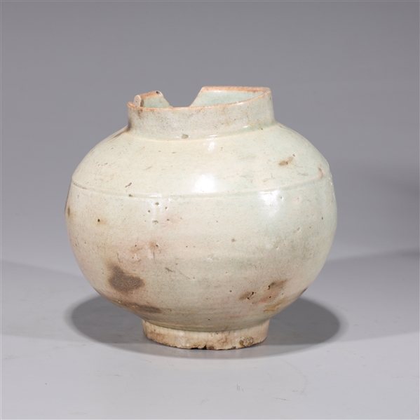 Appraisal: Korean glazed ceramic vase as-is condition large chips and losses