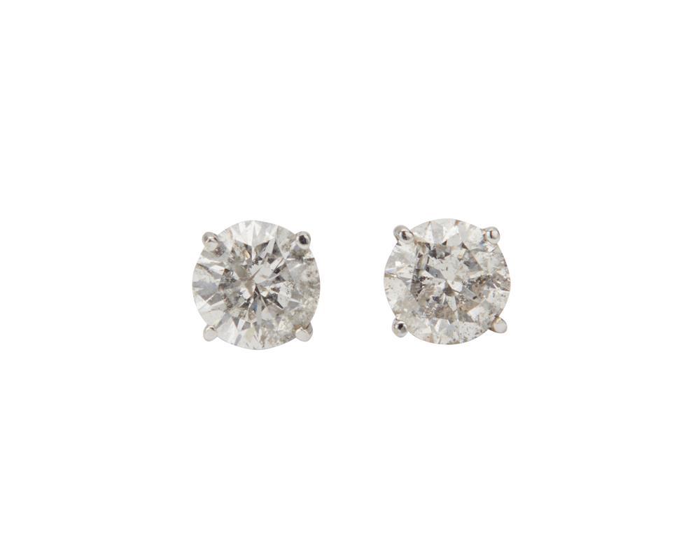 Appraisal: K Gold and Diamond Stud Earrings four prong basket-set with