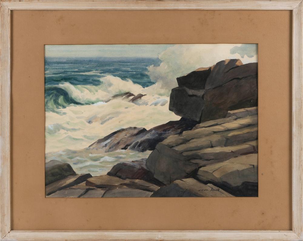 Appraisal: WILLIAM MACINTYRE JEWELL MASSACHUSETTS - CRASHING WAVES WATERCOLOR ON PAPER