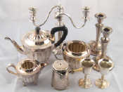 Appraisal: A quantity of silver plate comprising a three piece teaset