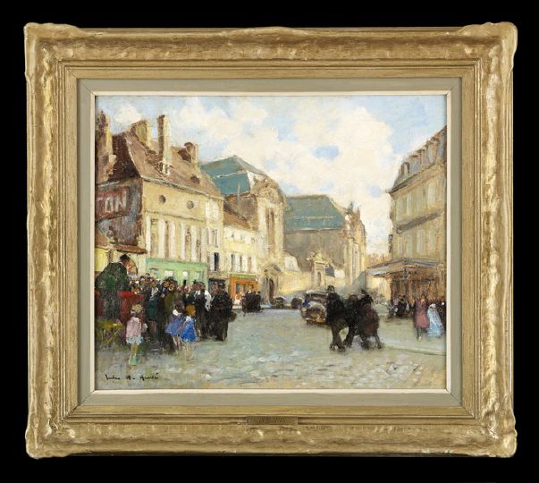 Appraisal: Jules Rene Herve French - View of a Busy Street