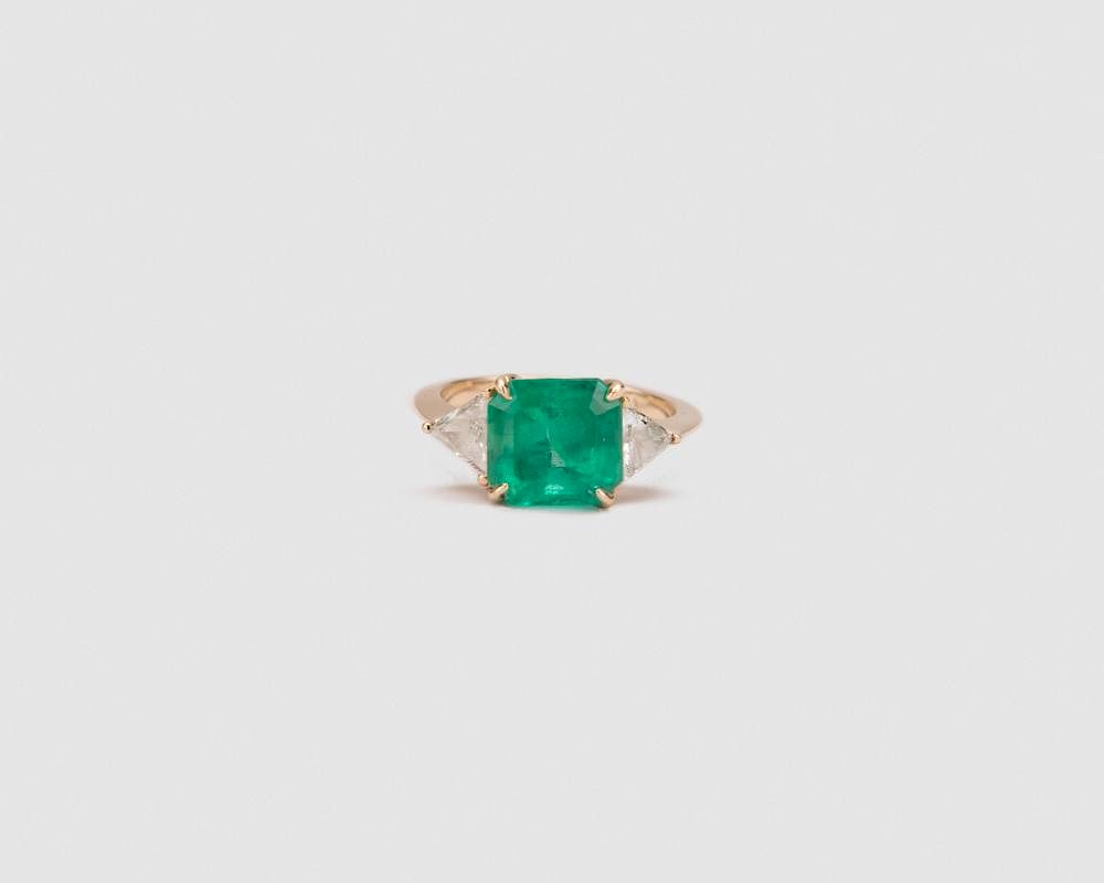 Appraisal: K Yellow Gold Emerald and Diamond Ring K Yellow Gold