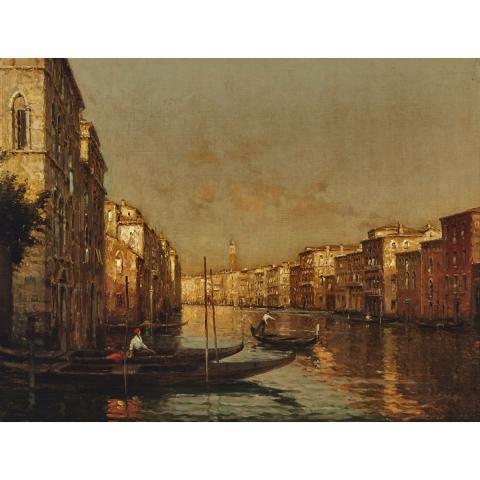 Appraisal: Bouvard th th Century VENETIAN BACKWATER WITH GONDALIERS Oil on