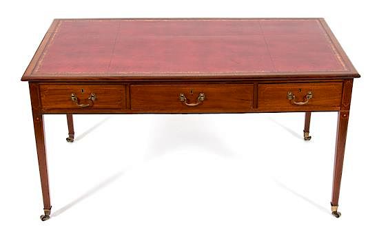 Appraisal: A George III Style Inlaid Mahogany Writing Desk Height x