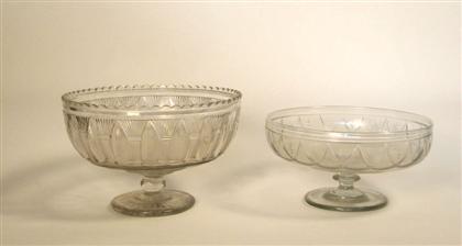 Appraisal: Two blown and cut uncolored glass footed bowls th century