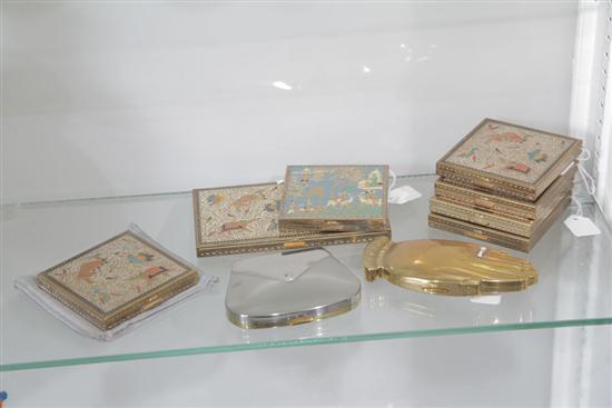 Appraisal: NINE VOLUPTE POWDER COMPACTS Including seven Persian patterned compacts with