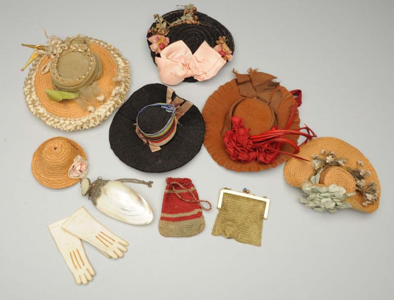 Appraisal: Antique Doll Accessories Six wonderful hats for smaller antique dolls