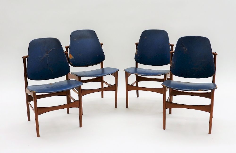 Appraisal: Set of Four Arne Hovmand-Olsen MCM Dining Chairs Arne Hovmand-Olsen