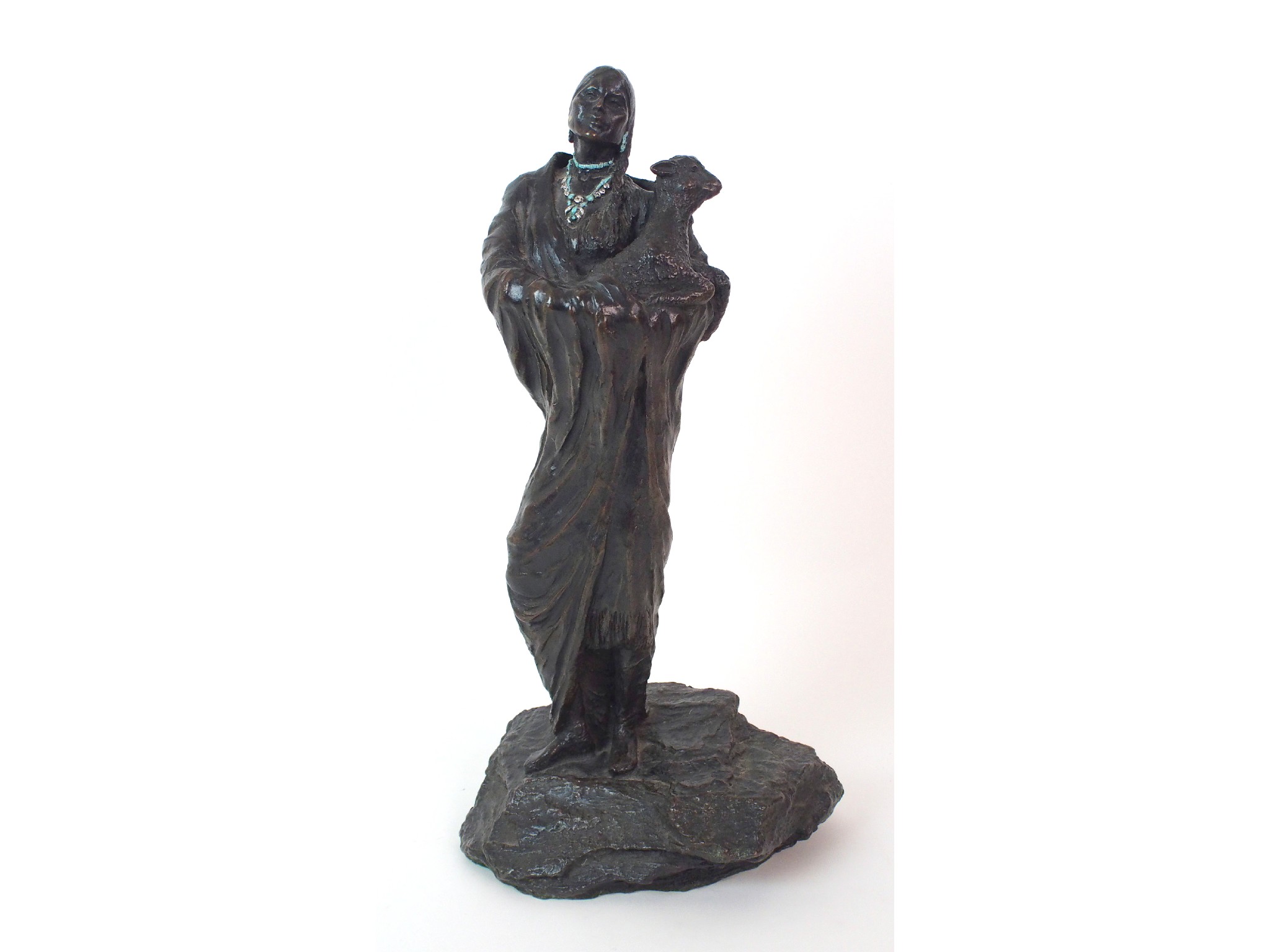 Appraisal: An American patinated cast bronze figure of a Native American