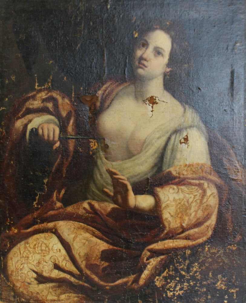 Appraisal: APPARENTLY UNSIGNED th th CENTURY Oil on Canvas Lucretia From