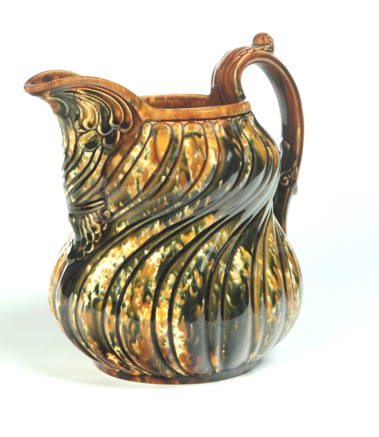 Appraisal: BENNINGTON FLINT ENAMEL PITCHER Vermont ca s Swirled alternate rib