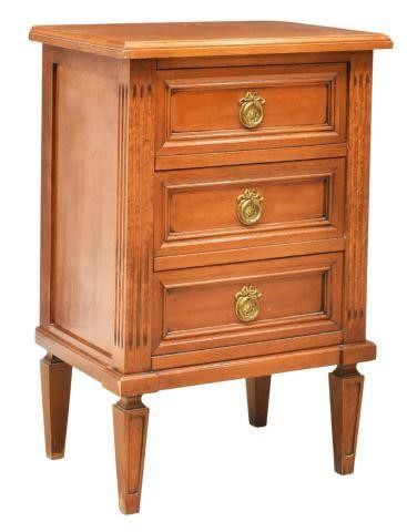 Appraisal: Italian Neoclassical style fruitwood bedside table th c rectangular top