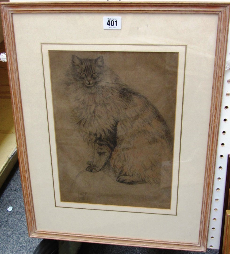 Appraisal: Joseph Edward Southall - 'Toddy' Study of a cat pencil