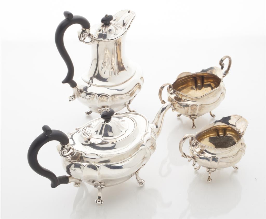 Appraisal: A four piece silver tea service CCP Sheffield of baluster