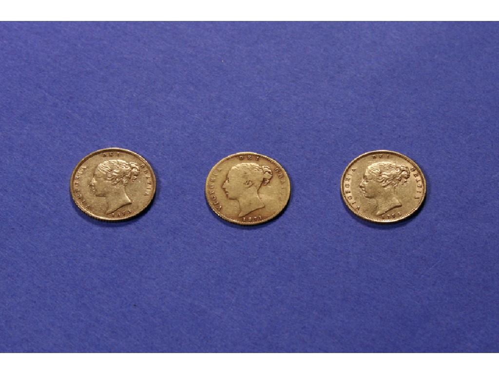 Appraisal: A VICTORIAN GOLD HALF SOVEREIGN dated and two others dated