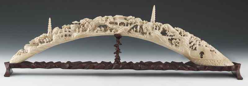 Appraisal: Chinese carved ivory tusk International buyers should note that several