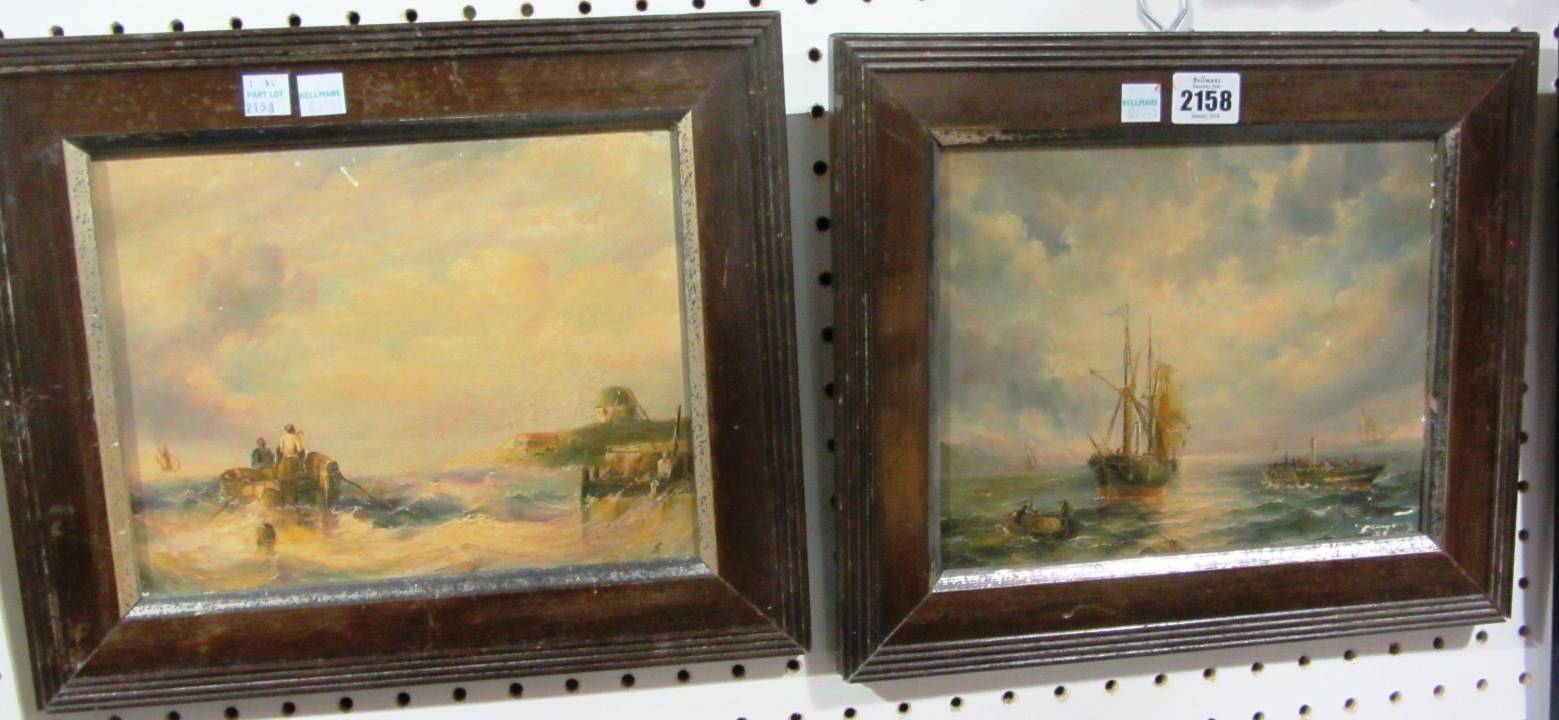 Appraisal: A pair of oil on board seascapes framed