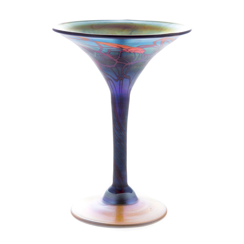 Appraisal: American Opalescent Art Glass Compote th century signed Tiffany in