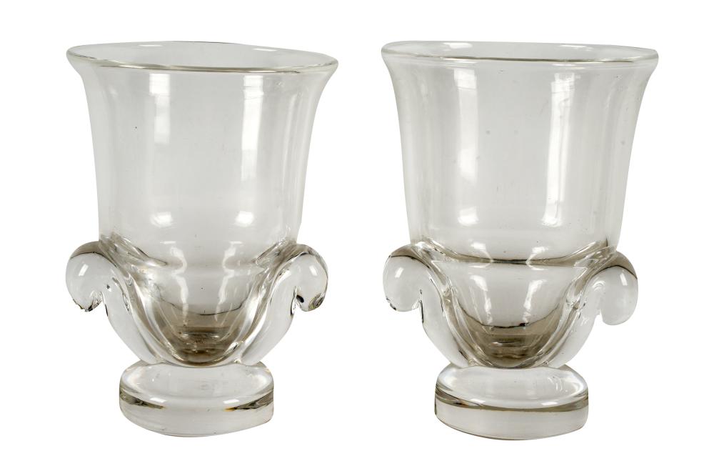 Appraisal: PAIR OF STEUBEN FOOTED VASESeach signed underside Provenance The Estate