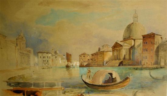 Appraisal: th century Watercolour sketch of Venice with canals and buildings