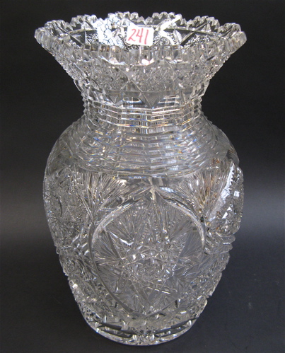 Appraisal: AMERICAN BRILLIANT CUT CRYSTAL VASE jar form in a heavily