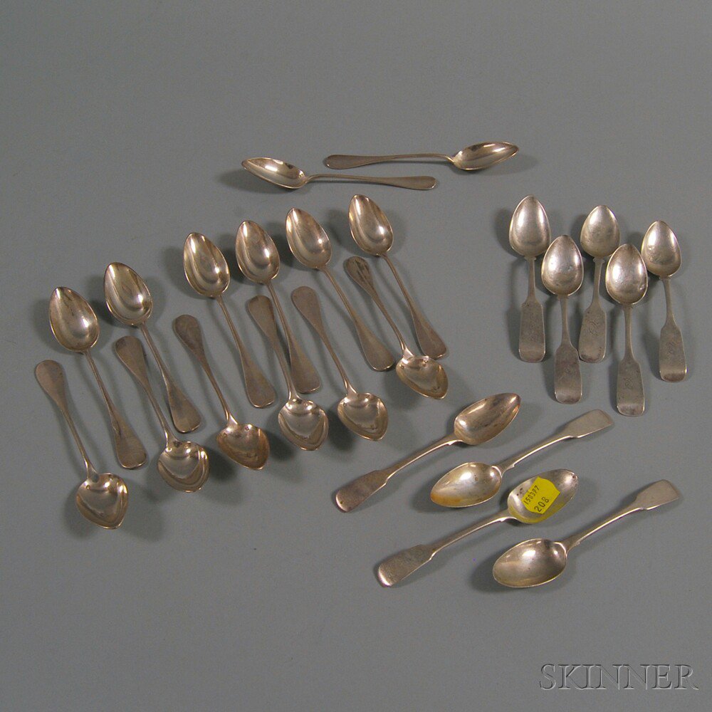 Appraisal: Twenty-one Sterling and Coin Silver Teaspoons a set of fourteen