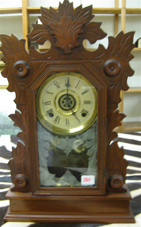 Appraisal: VICTORIAN WALNUT KITCHEN CLOCK William L Gilbert Clock Co Winsted