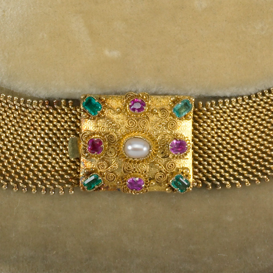 Appraisal: Late th Century k Yellow Gold Mesh Collar Necklace Double