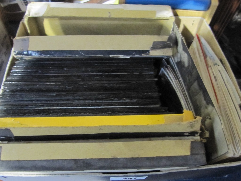 Appraisal: Box of photographic plates and postcards