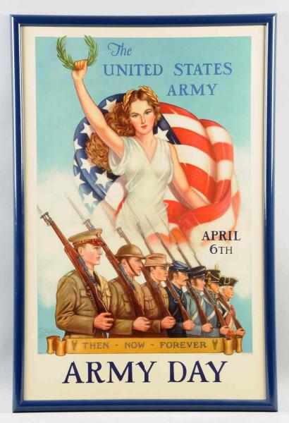 Appraisal: Large Paper WWII Poster Framed under plexiglass Beautiful poster with