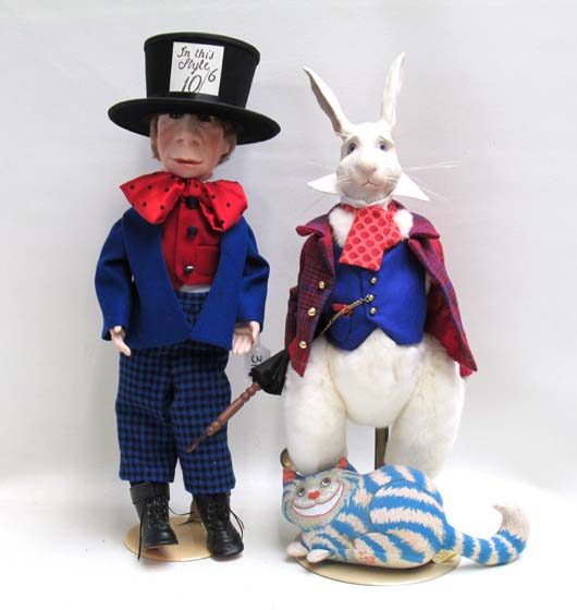 Appraisal: IRMA'S GALLERY MAD HATTER AND WHITE RABBIT DOLLS fully accessorized