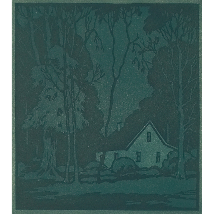 Appraisal: Oskar Erickson American - ''Moonlight '' c color linocut ''