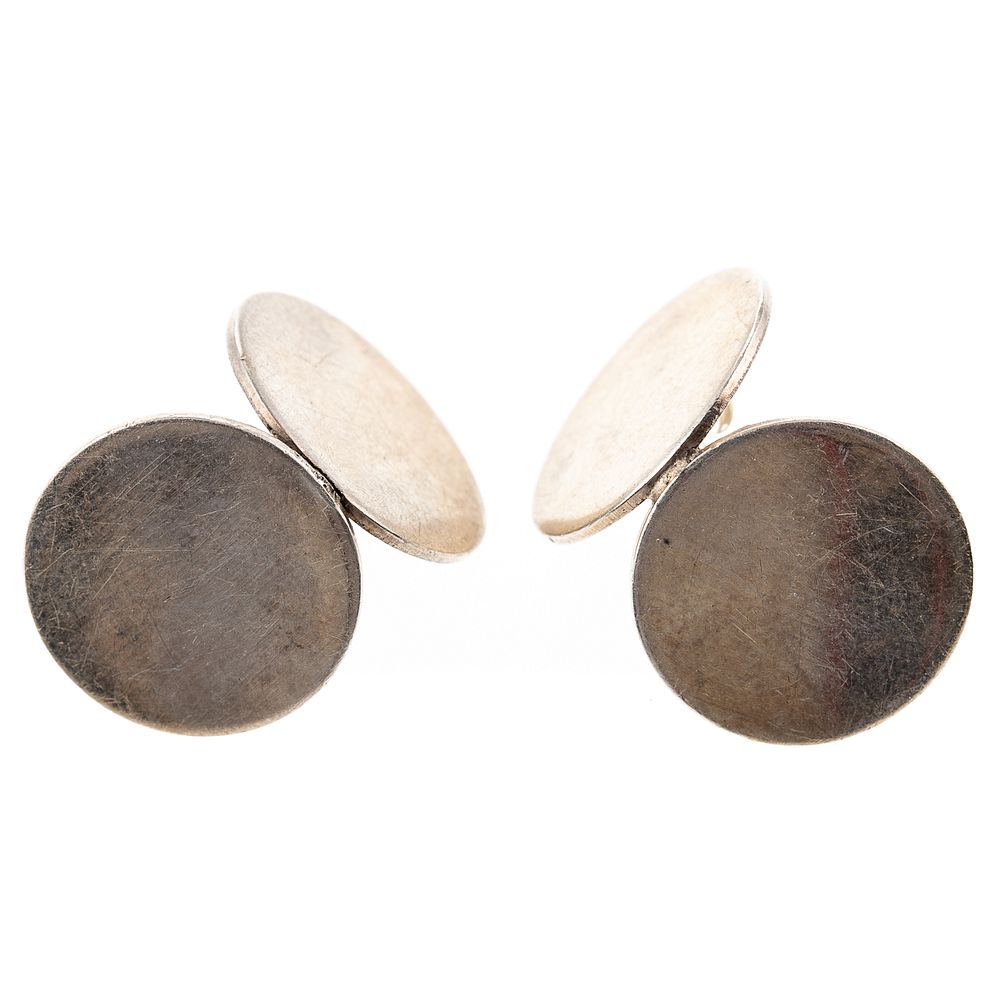 Appraisal: Sterling Silver Disc Earrings by Betty Cooke Sterling silver modernist