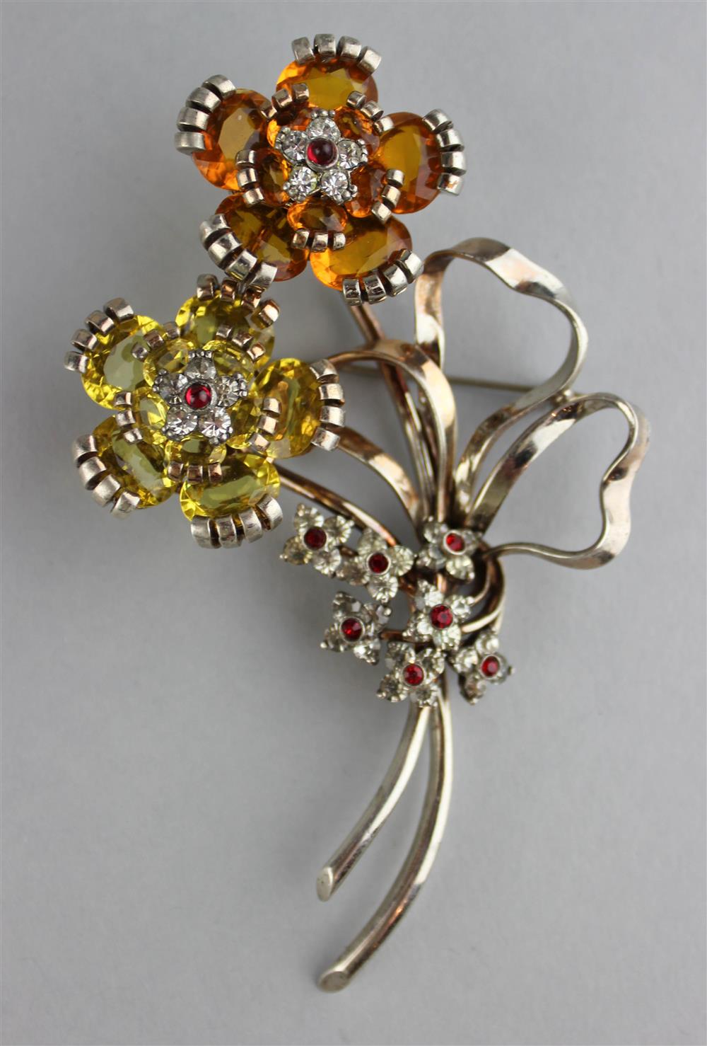 Appraisal: PENNINO STERLING FLOWER PIN WITH YELLOW ORANGE RED AND COLORLESS