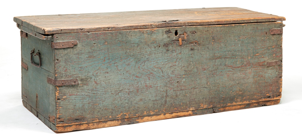 Appraisal: AMERICAN SEA CHEST Late th-early th century pine Thick boards