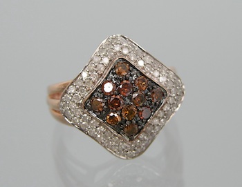 Appraisal: A Rose Gold White and Cognac Diamonds Ring k rose