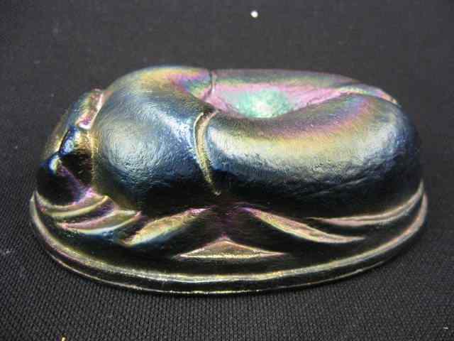 Appraisal: Art Glass Scarab Paperweight rich iridescent finish on deep green