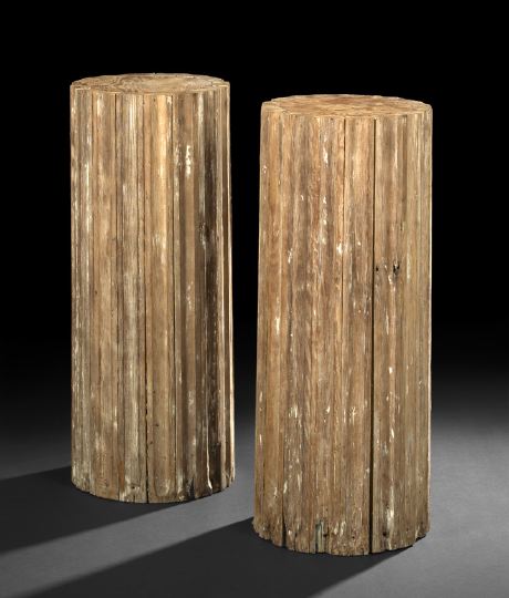 Appraisal: Pair of Classical-Style Carved Pine Pedestals early th century each