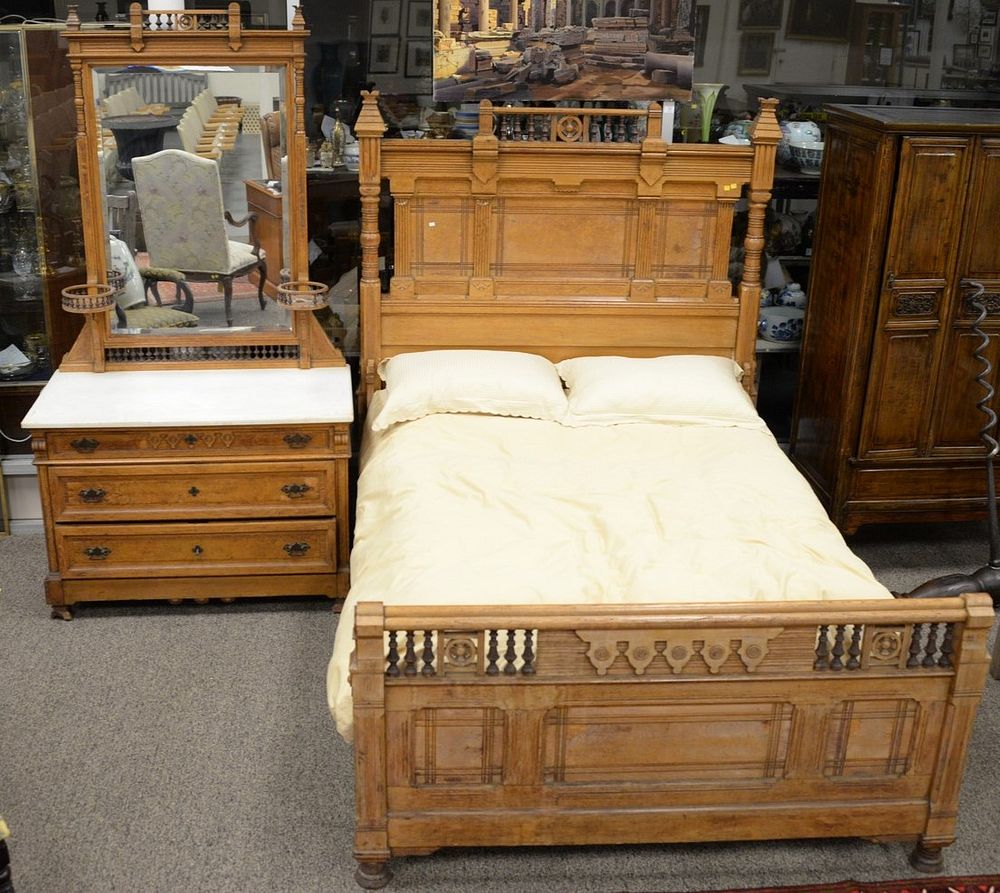 Appraisal: Two piece Eastlake Victorian bedroom set including marble top chest