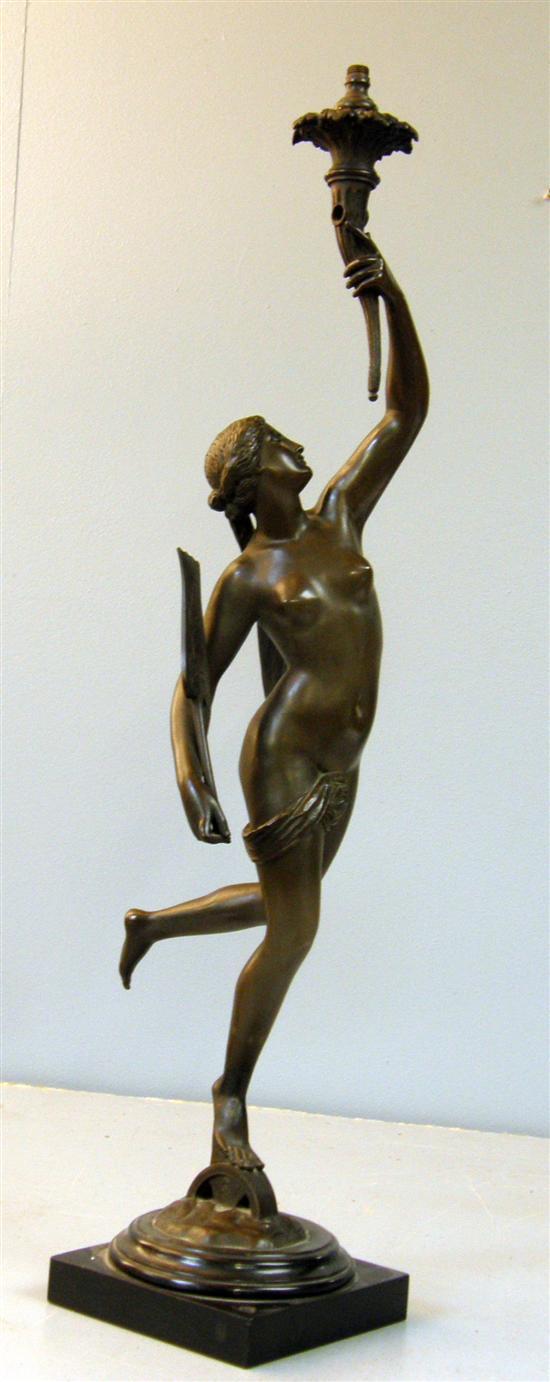 Appraisal: Early twentieth century bronze classical figure of a woman holding