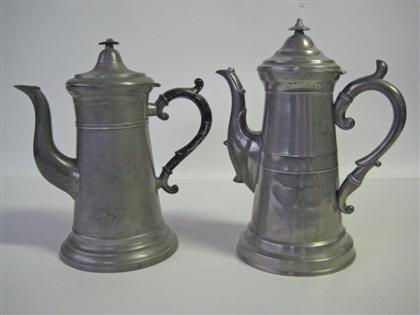 Appraisal: Two pewter lighthouse form coffee pots whitlock troy ny mid