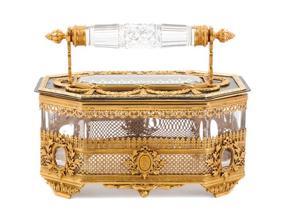 Appraisal: Sale Lot A Gilt Bronze Mounted Cut Glass Casket late