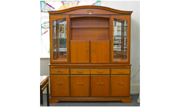 Appraisal: Large Cherry Wood Display Cabinet Glazed Side Display With Central