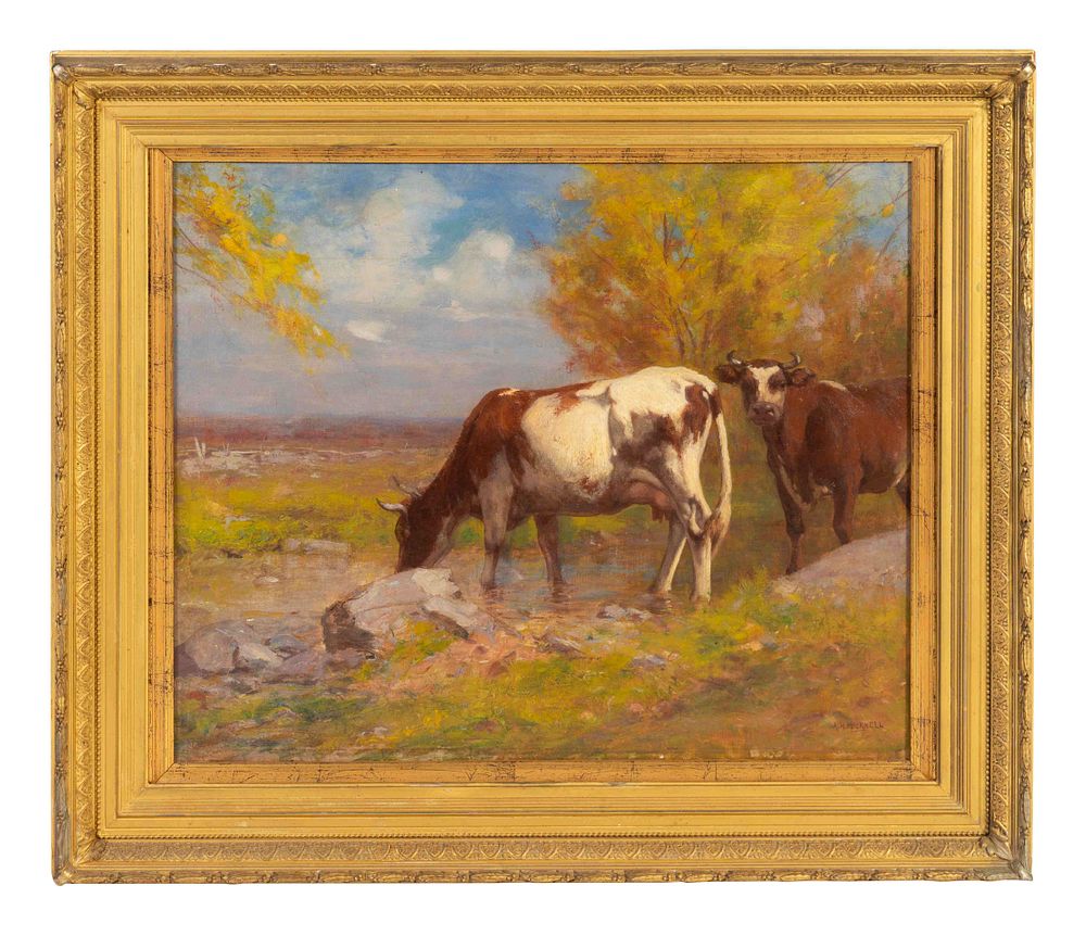 Appraisal: Albion Harris Bicknell American - Two Cows in an Autumn