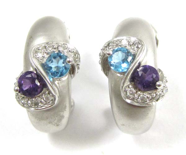 Appraisal: PAIR OF BLUE TOPAZ AND AMETHYST EARRINGS each k white