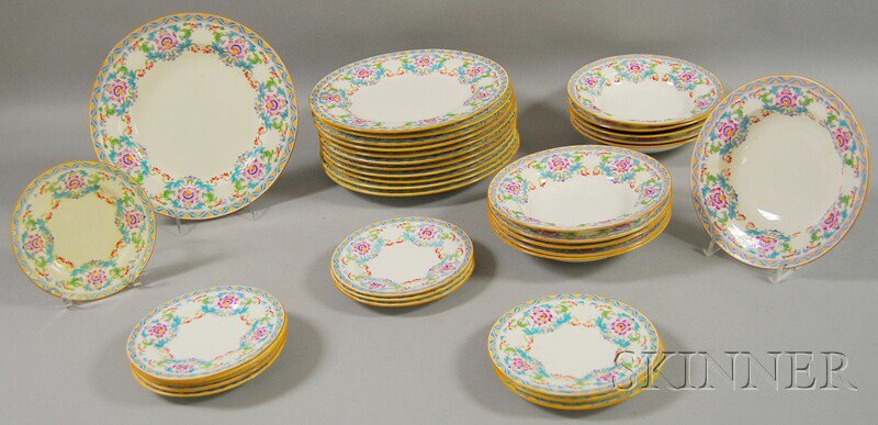 Appraisal: Thirty-five Pieces of Mintons Floral-decorated Porcelain each piece with blue